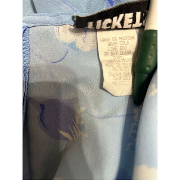 Tickets Shift Dress Medium Sky Blue, Sleeveless, Floral Zip - Picture 3 of 4